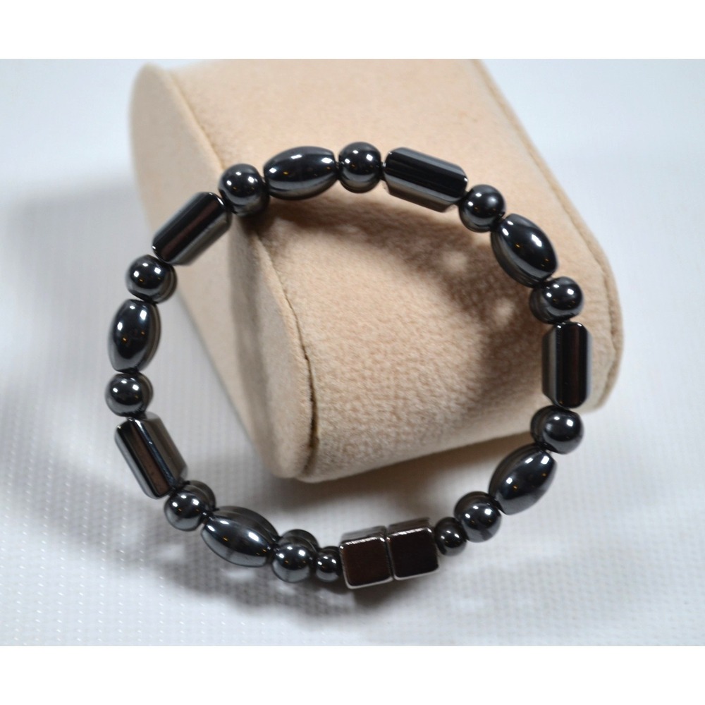 Magnetic Gunmetal Black Silver Tone Bracelet 6.5" - Picture 8 of 8